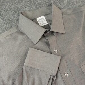 Brooks Brothers Dress Shirt Mens 16-4/5 Regent Gray Herringbone‎ Long Sleeve